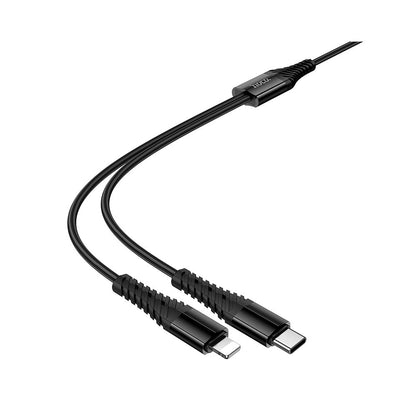 USB-C - Lightning / USB-C Opladerkabel HOCO X123, 10W, 1m, Sort