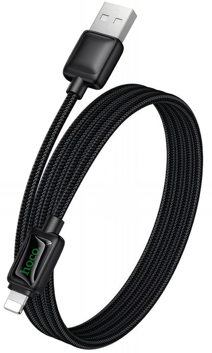 Data- og opladningskabel USB-A - Lightning HOCO U146, 12W, 1,2m, Sort