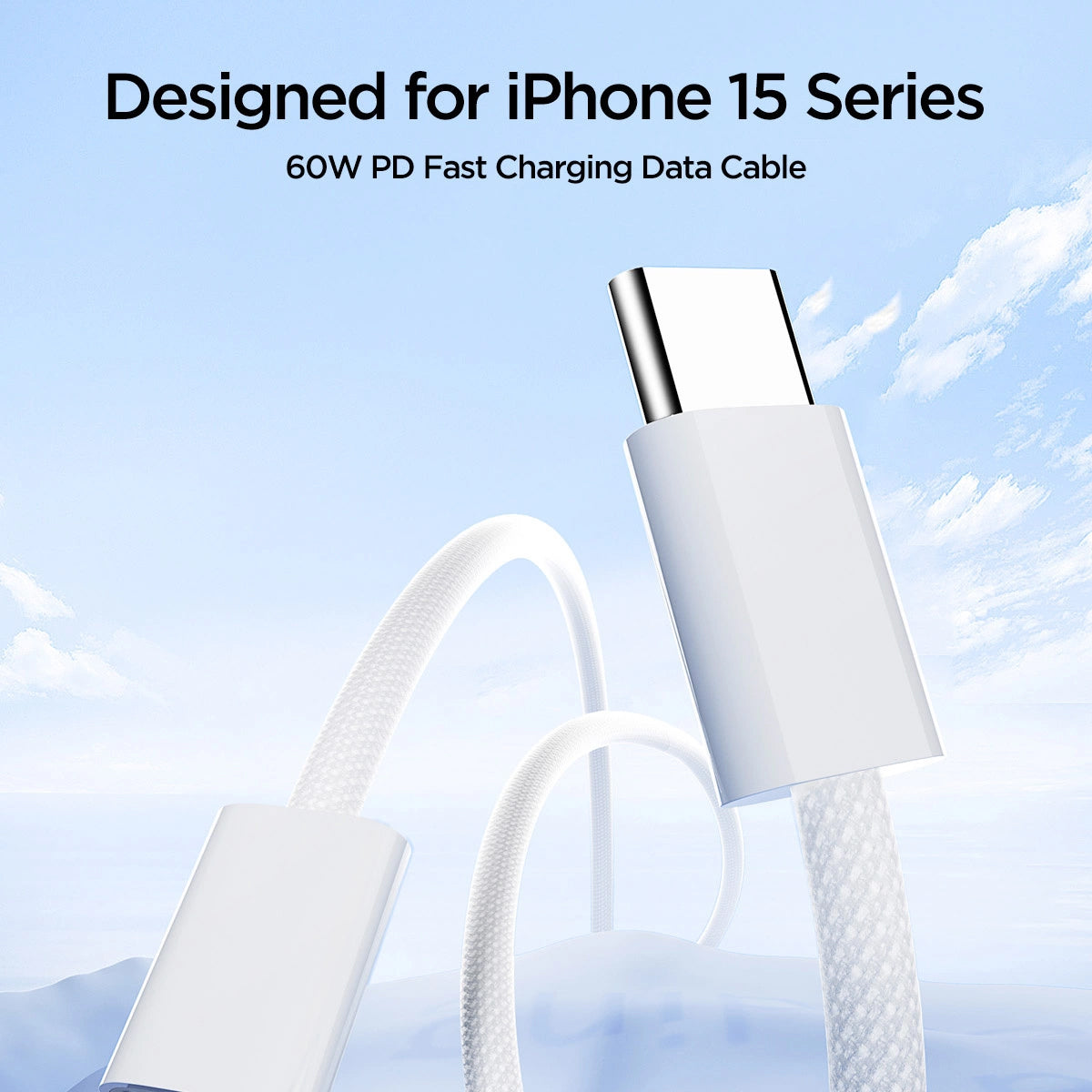 USB-C data- og opladningskabel - USB-C Joyroom S-A45, 60W, 1m, hvid 
