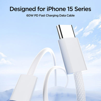 USB-C data- og opladningskabel - USB-C Joyroom S-A45, 60W, 1m, hvid 
