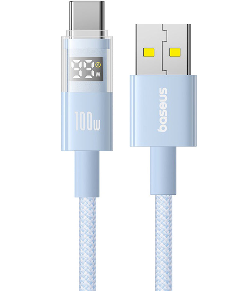 Data- og opladningskabel USB-A - USB-C Baseus Display 2, 100W, 2m, Blå P10382701311-01