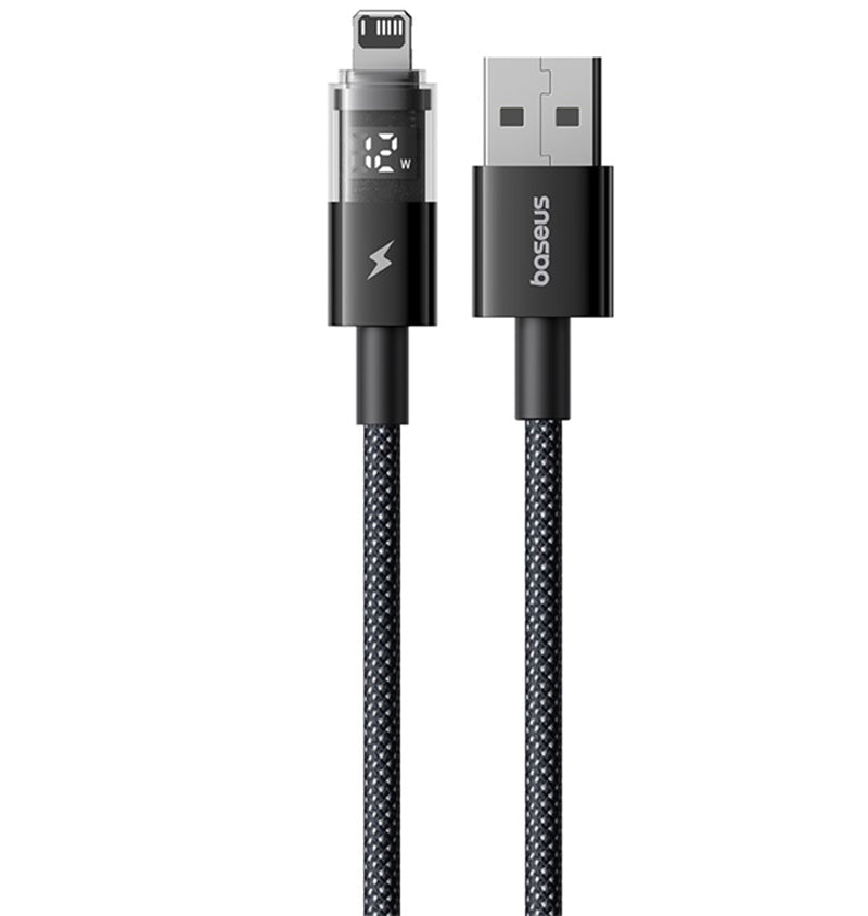 Data- og opladningskabel USB-A - Lightning Baseus Display 2, 18W, 2m, Sort P10382700121-01