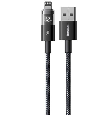 Data- og opladningskabel USB-A - Lightning Baseus Display 2, 18W, 2m, Sort P10382700121-01