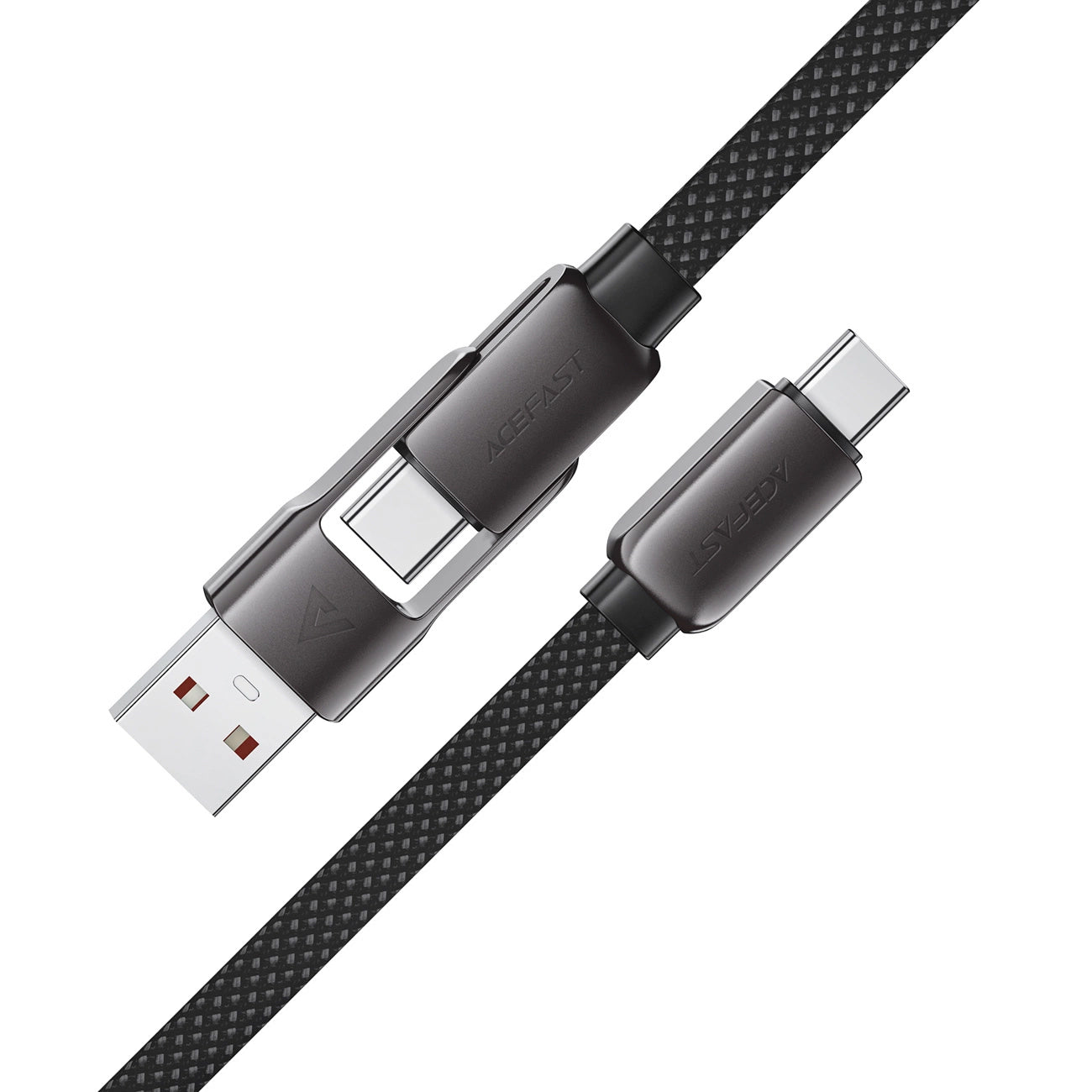 Data- og opladningskabel USB-C - USB-A / USB-C Acefast C13-05, 60W, 0,2m, Sort