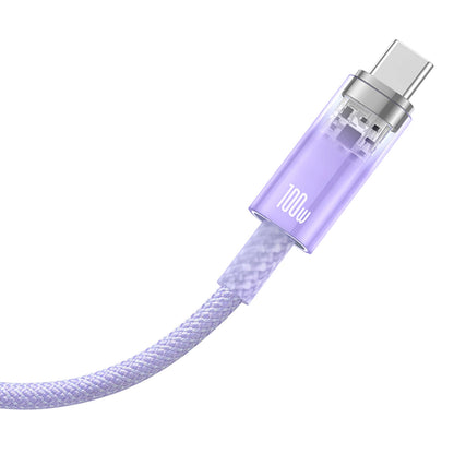 Data- og opladningskabel USB-A - USB-C Baseus Explorer, 100W, 1m, Lilla CATS010405