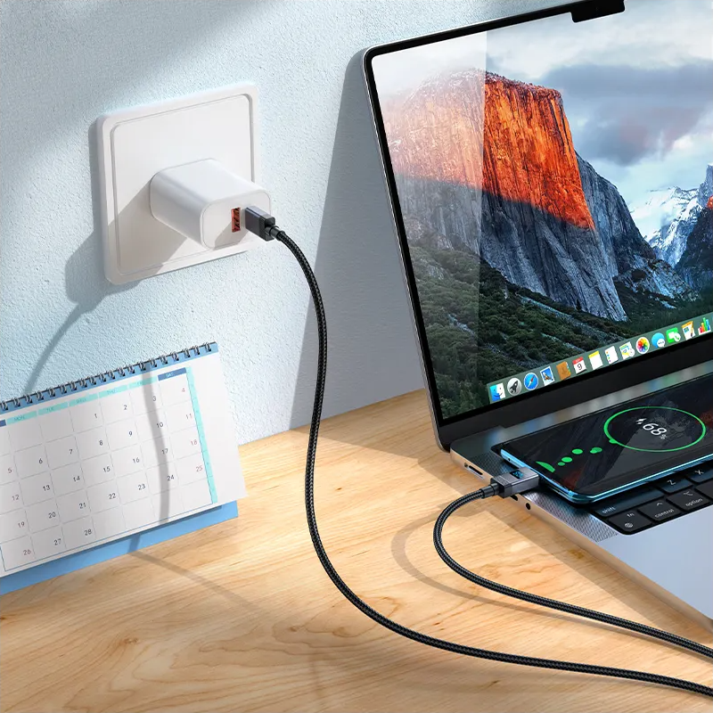 USB-C Data- og Opladningskabel - USB-C HOCO X118 Display, 60W, 1m, Sort