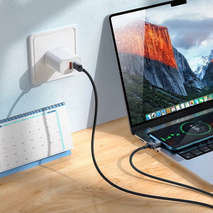USB-C Data- og Opladningskabel - USB-C HOCO X118 Display, 60W, 1m, Sort
