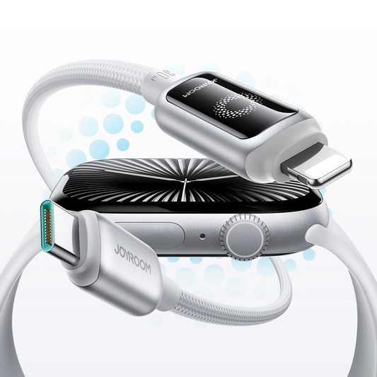 Data- og opladningskabel USB-C - Lightning Joyroom S-A55 StarFlight Display, 30W, 1.2m, Hvid