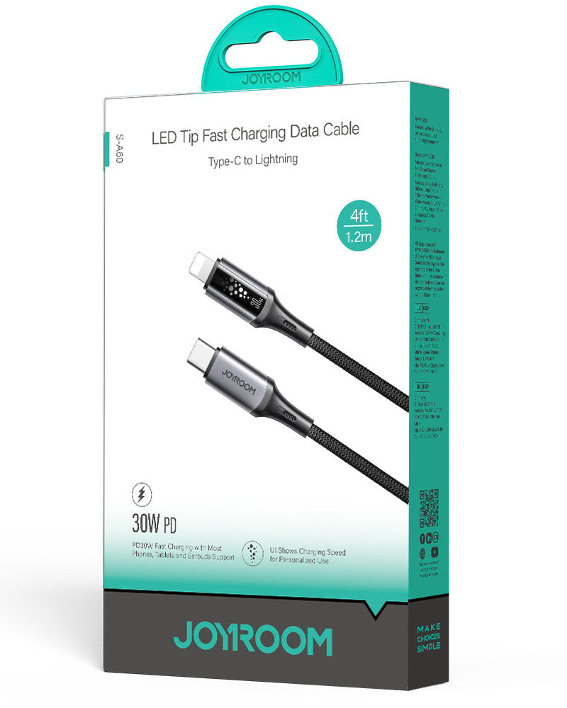 Data- og opladningskabel USB-C - Lightning Joyroom S-A60 StarTalk, 30W, 1.2m, Sort