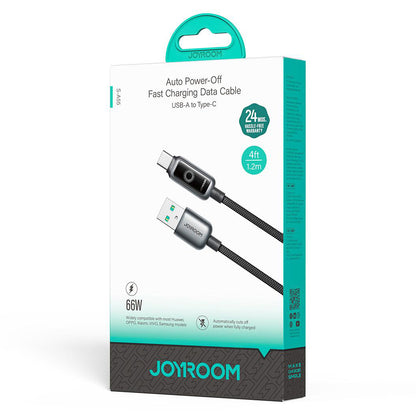 Data- og opladningskabel USB-A - USB-C Joyroom S-A55 StarFlight Display, 66W, 1.2m, Sort