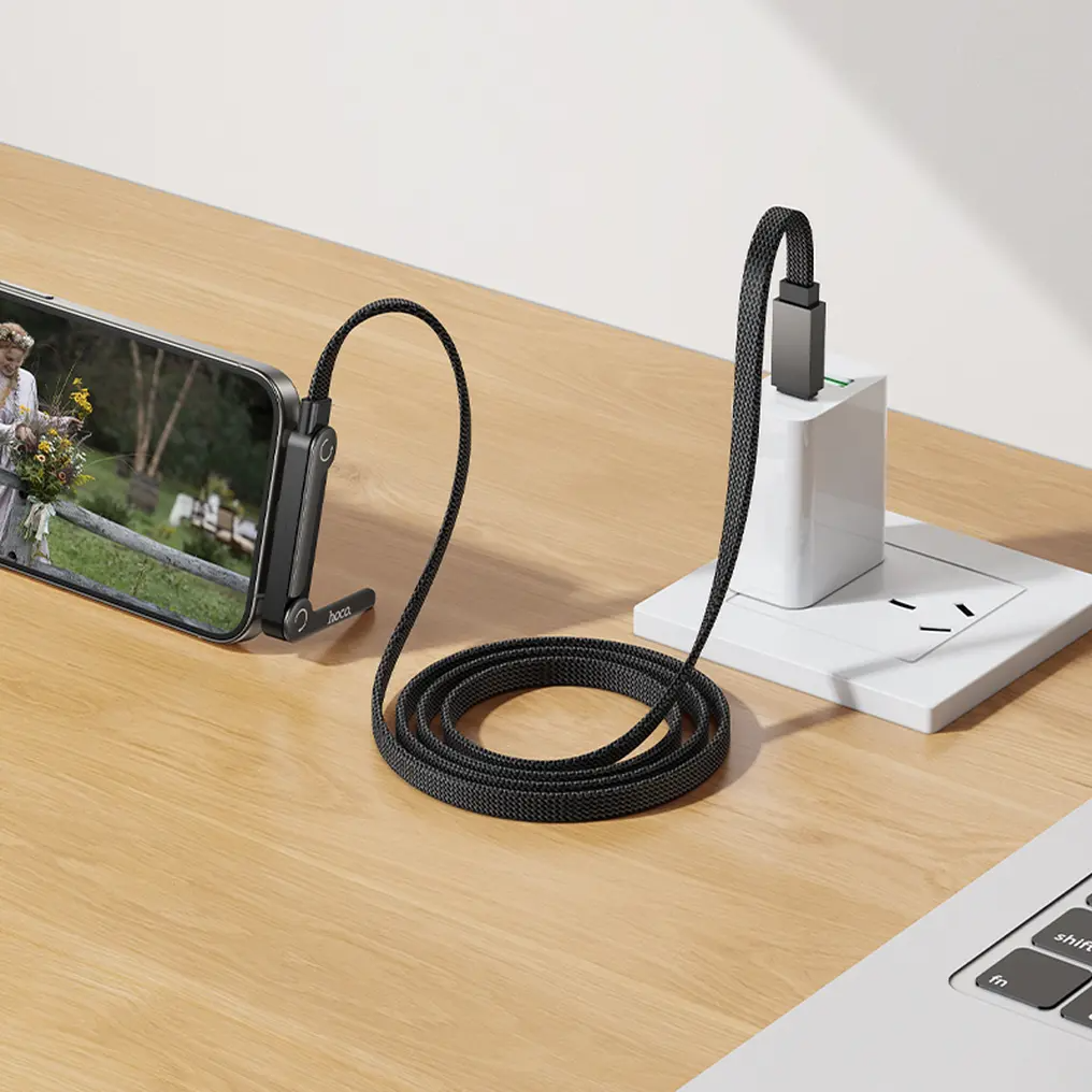 USB-C Data- og Opladningskabel - USB-C HOCO U150 Exquisite, 60W, 1,2m, Sort