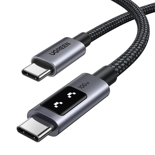 Data- og opladningskabel USB-C - USB-C UGREEN L509, 100W, 2m, Grå