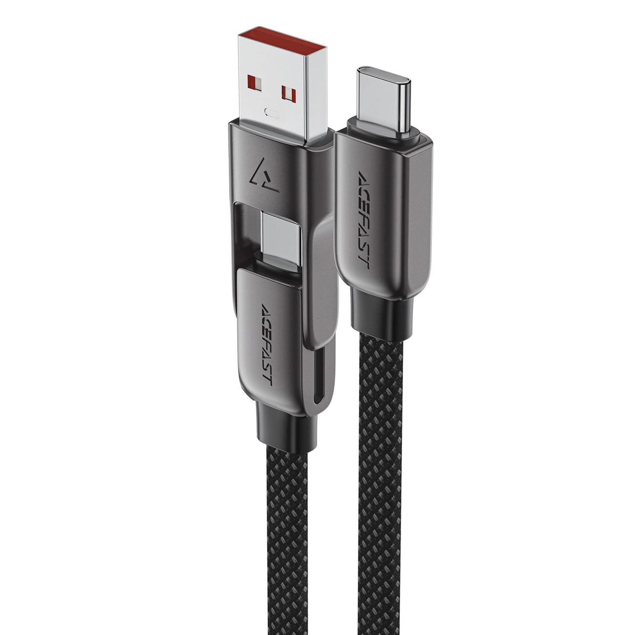Data- og opladningskabel USB-C - USB-A / USB-C Acefast C13-05, 60W, 0,2m, Sort