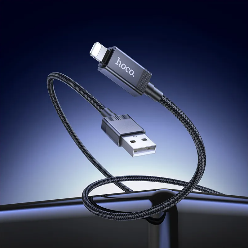 Data- og opladningskabel USB-A - Lightning HOCO X118 Display, 12W, 1m, Sort