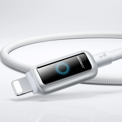 USB-A to Lightning Data and Charging Cable Joyroom S-A55 StarFlight Display, 18W, 1.2m, White