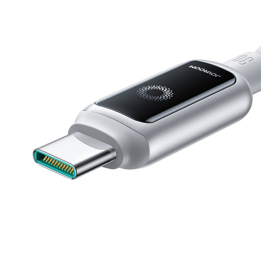 USB-C Data- og Opladningskabel - USB-C Joyroom S-A55 StarFlight Display, 100W, 1.2m, Hvid