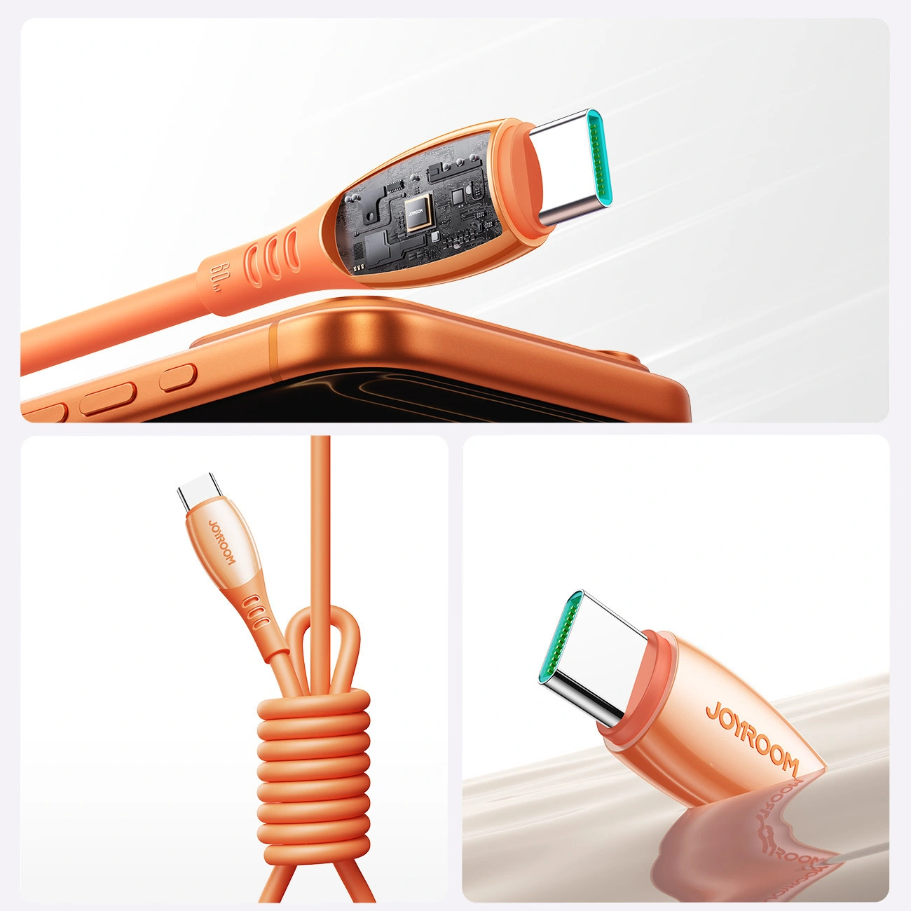 Data- og opladningskabel USB-C - USB-C Joyroom S-A59 Vibrant, 60W, 1.2m, Orange