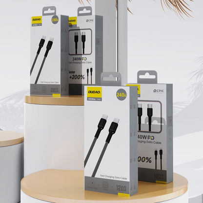 USB-C Data- og Opladningskabel - USB-C Dudao L9C Max, 240W, 1,2m, Sort
