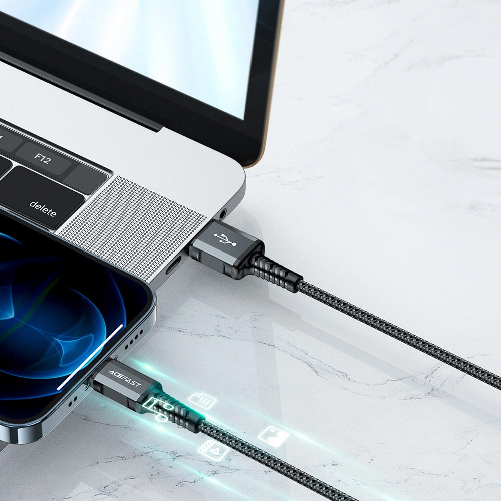 Data- og opladningskabel USB-A - Lightning Acefast C1-02, 18W, 1,2m, Sort
