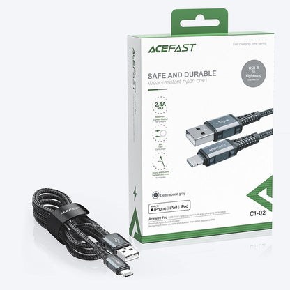 Data- og opladningskabel USB-A - Lightning Acefast C1-02, 18W, 1,2m, Sort