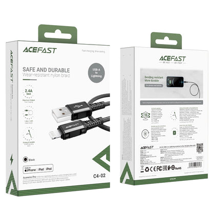 Data- og opladningskabel USB-A - Lightning Acefast C4-02, 18W, 1,8m, Sort