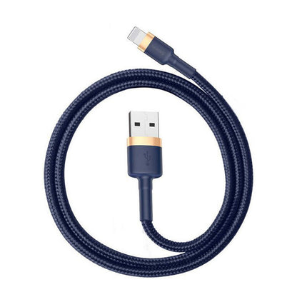 Data- og opladningskabel USB-A - Lightning Baseus Cafule, 18W, 1m, Blå Guld CALKLF-BV3