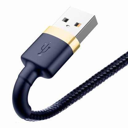 Data- og opladningskabel USB-A - Lightning Baseus Cafule, 18W, 1m, Blå Guld CALKLF-BV3