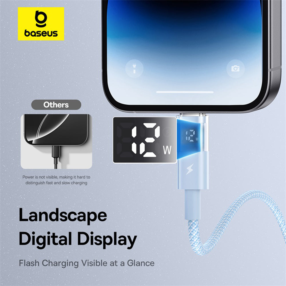 Data- og opladningskabel USB-A - Lightning Baseus Display 2, 12W, 2m, Blå P10382700311-01