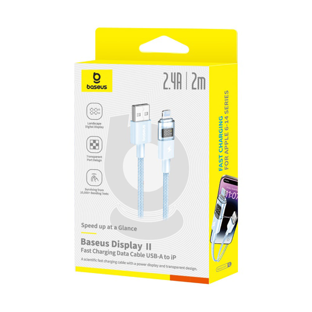 Data- og opladningskabel USB-A - Lightning Baseus Display 2, 12W, 2m, Blå P10382700311-01