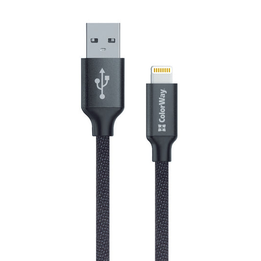 USB-A to Lightning Data and Charging Cable ColorWay CW-CBUL004, 18W, 1m, Black