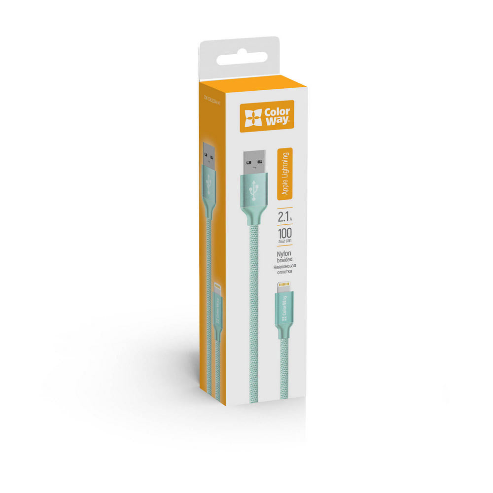Data- og opladningskabel USB-A - Lightning ColorWay CW-CBUL004, 18W, 1m, Grøn