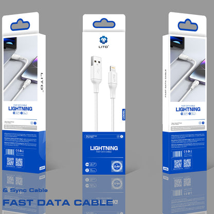 Data- og opladningskabel USB-A - Lightning Lito LD06L, 18W, 1m, Hvid
