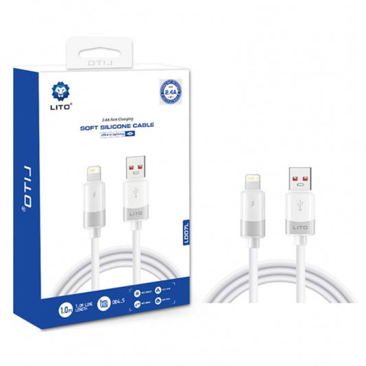 Data- og opladningskabel USB-A - Lightning Lito LD07, 60W, 1m, Hvid