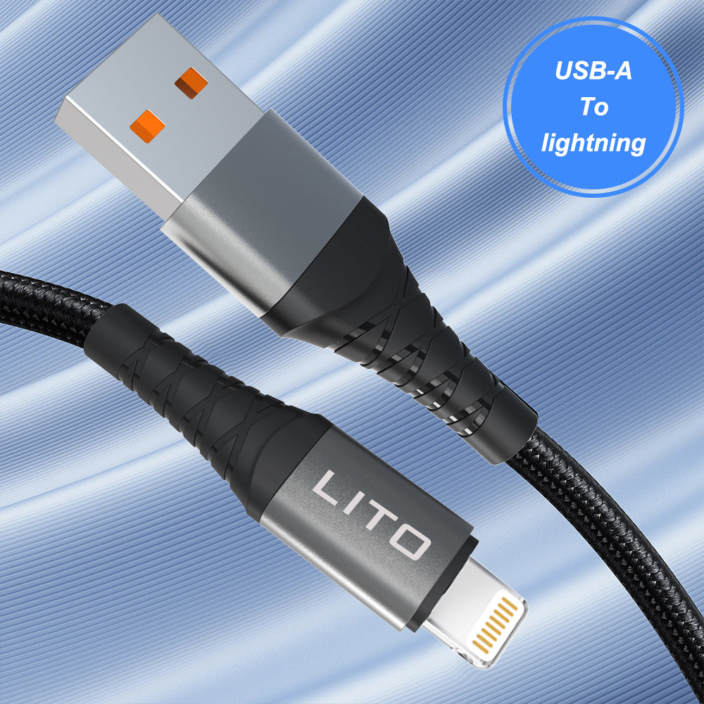 Data- og opladningskabel USB-A - Lightning Lito LD08L, 18W, 1m, Sort