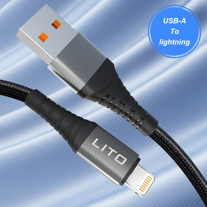 Data- og opladningskabel USB-A - Lightning Lito LD08L, 18W, 1m, Sort