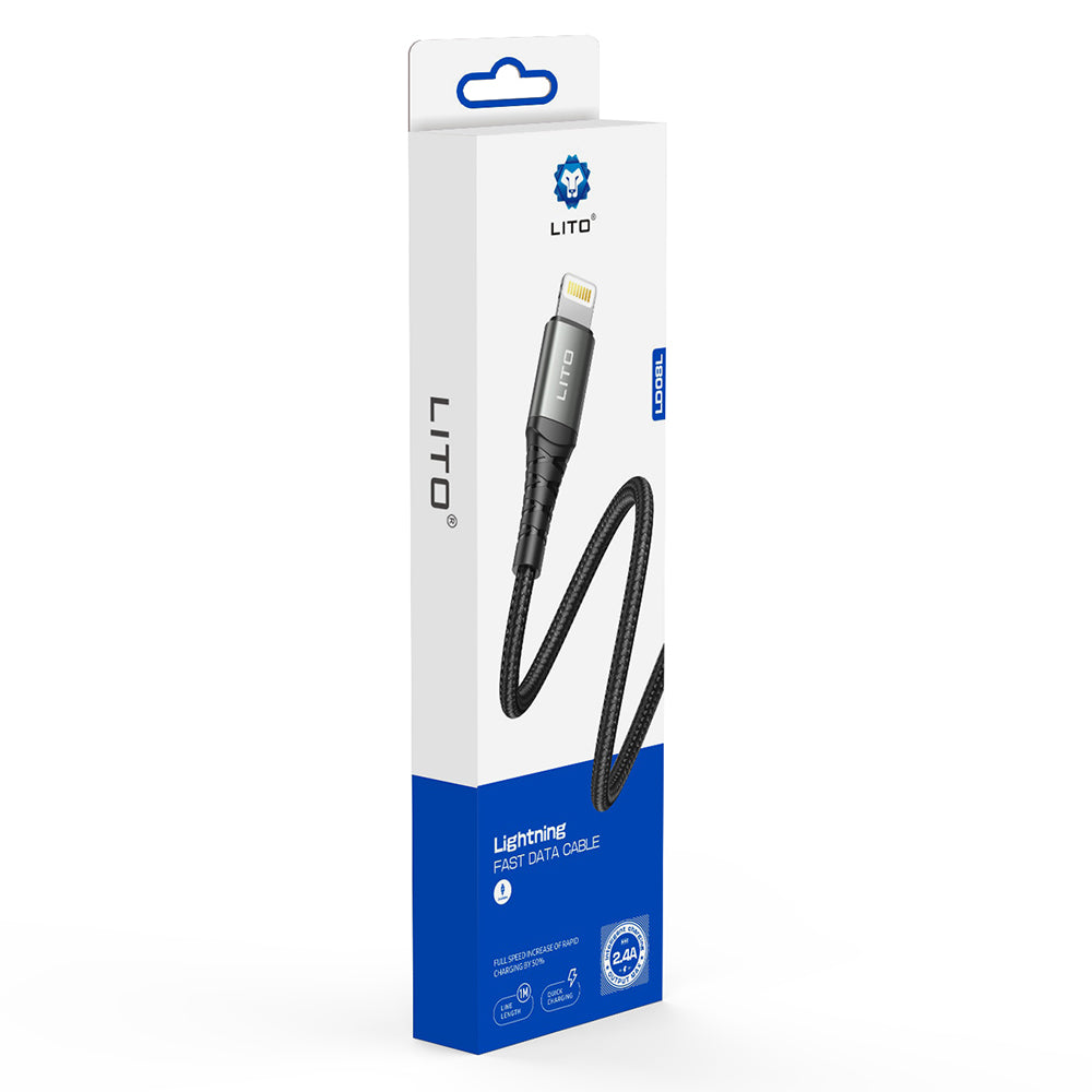 Data- og opladningskabel USB-A - Lightning Lito LD08L, 18W, 1m, Sort