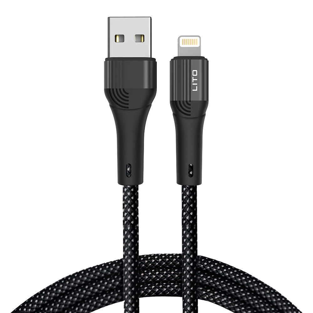 Data- og opladningskabel USB-A - Lightning Lito LD14, 18W, 1m, Sort