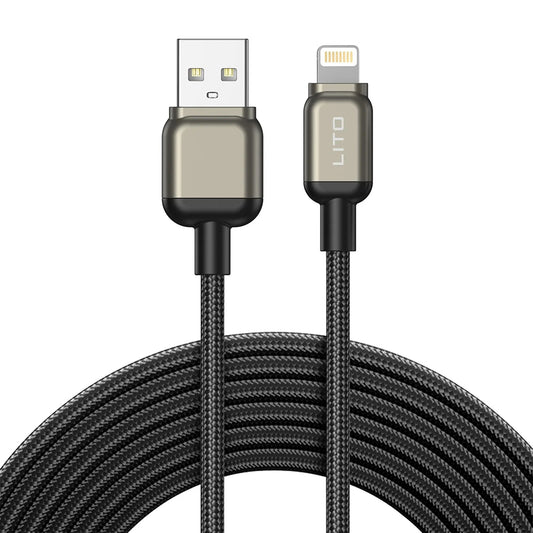 Data- og opladningskabel USB-A - Lightning Lito LD17, 18W, 1m, Sort