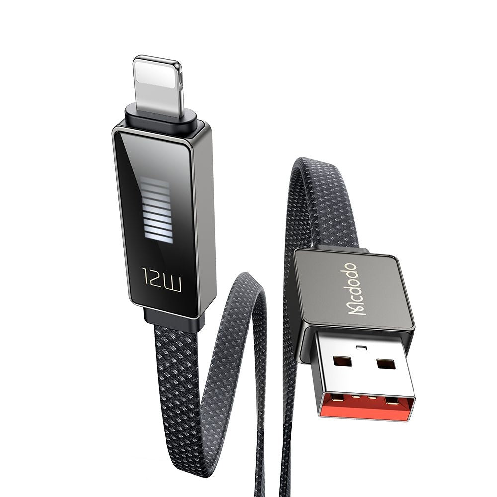 Data- og opladningskabel USB-A - Lightning McDodo CA-4970 Rythm Display, 18W, 1,2m, Sort