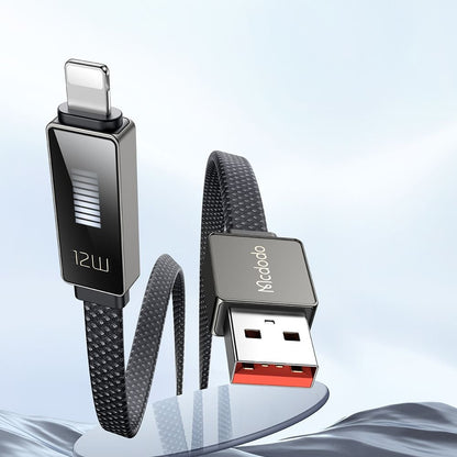 Data- og opladningskabel USB-A - Lightning McDodo CA-4970 Rythm Display, 18W, 1,2m, Sort
