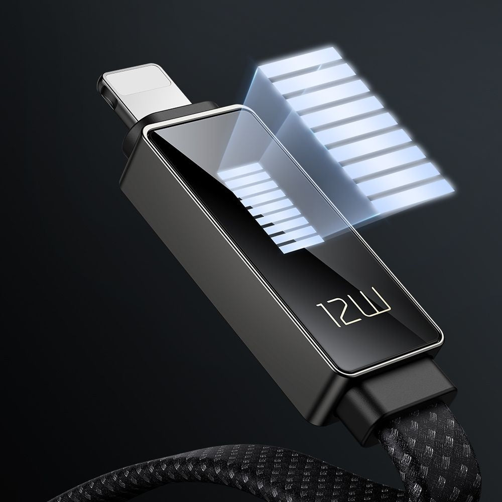 Data- og opladningskabel USB-A - Lightning McDodo CA-4970 Rythm Display, 18W, 1,2m, Sort
