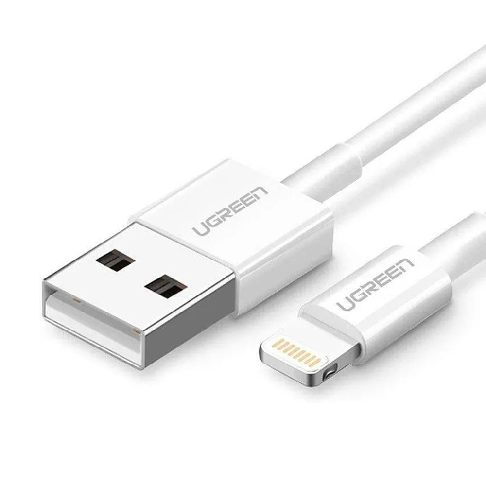 Data- og opladningskabel USB-A - Lightning UGREEN US155 (20728), 18W, 1m, Hvid