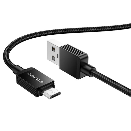 Data- og opladningskabel USB-A - microUSB Borofone BX120 Placer, 18W, 1m, Sort