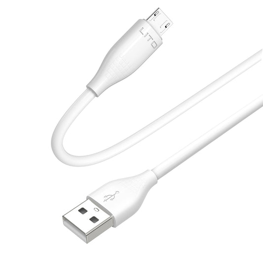 Data- og opladningskabel USB-A - microUSB Lito LD03V, 18W, 1m, Hvid