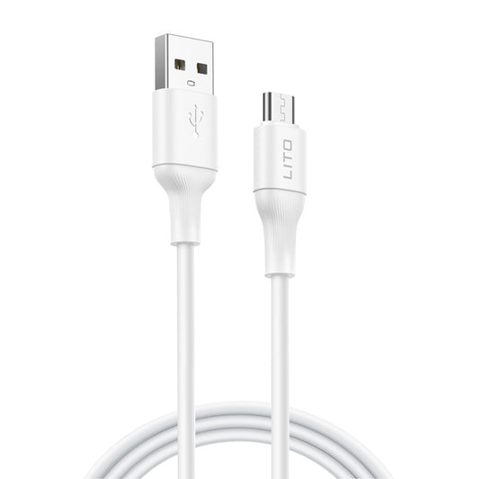 Data- og opladningskabel USB-A - microUSB Lito LD06V, 18W, 1m, Hvid
