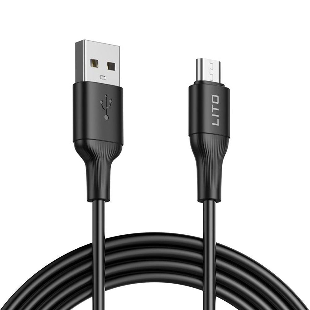 Data- og opladningskabel USB-A - microUSB Lito LD06V, 18W, 1m, Sort