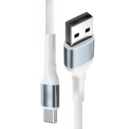 USB-A to USB-C Data and Charging Cable 3MK Hyper N, 18W, 1m, White