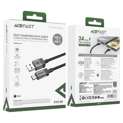 Data- og opladningskabel USB-A - USB-C Acefast C12-04, 18W, 1,2 m, Sort
