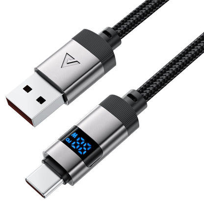Data- og opladningskabel USB-A - USB-C Acefast C15-04 Display, 66W, 1,2m, Sort