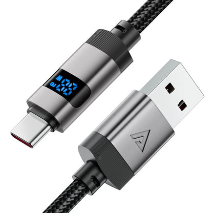 Data- og opladningskabel USB-A - USB-C Acefast C15-04 Display, 66W, 1,2m, Sort